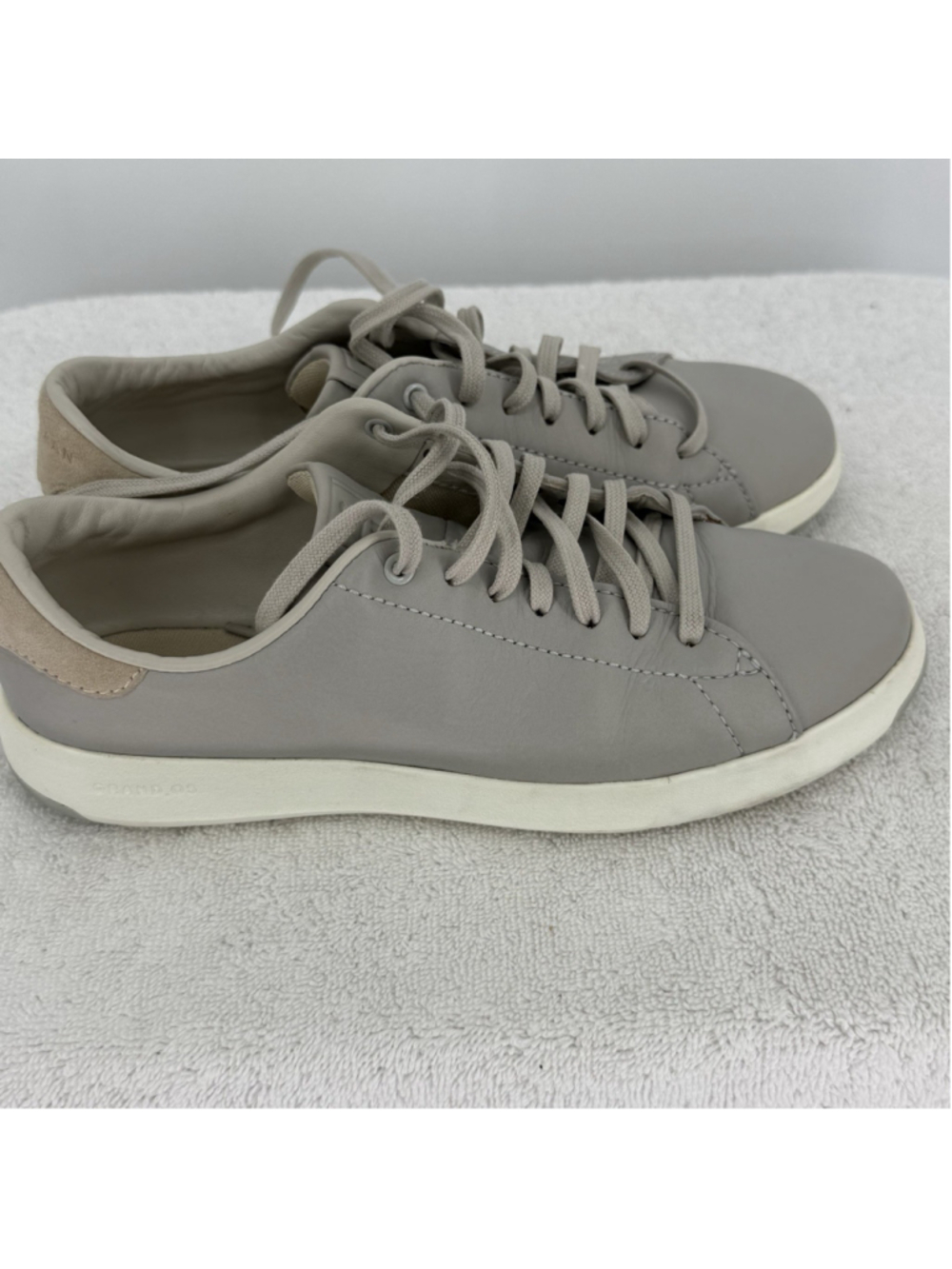 Cole Haan Women's GrandPro Tennis Silver Fox Leather Sneaker Shoes Size 7B Gray